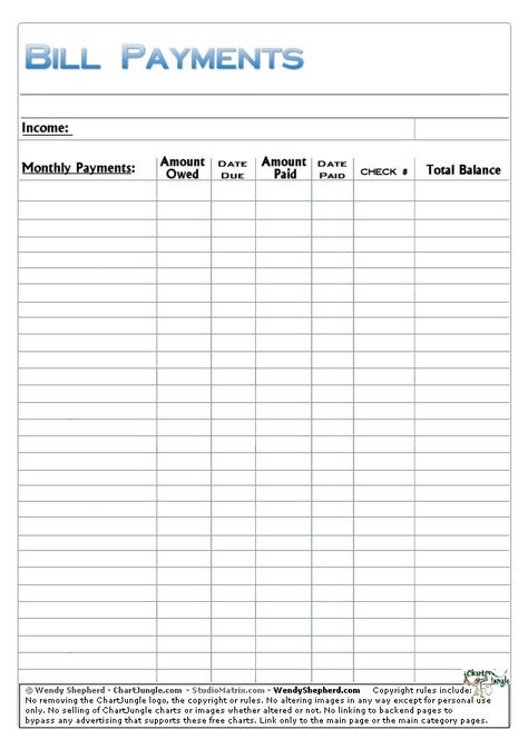 Bill Chart, Organizing Monthly Bills, Bill Payment Organization, Bill Pay Checklist, Printable Forms, Bill Planner, Payment Schedule, Binder Printables, Finance Printables