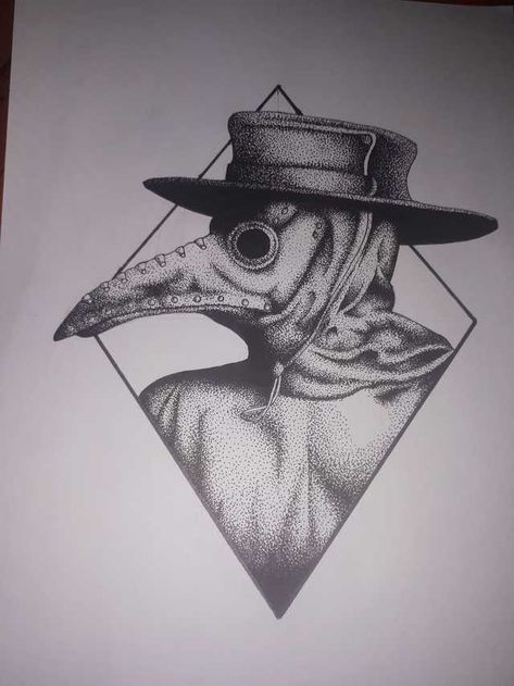 Plague doctor drawing, all steps. - Imgur Plague Doctor Drawing, Black Plague Doctor, Satanic Tattoos, Doctor Tattoo, Doctor Drawing, Plague Mask, Tattoo Dotwork, Horror Drawing, Mask Drawing