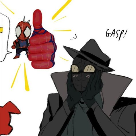 Spider Noir And Spider Punk, Hobie And Noir, Spider Therapist, Webslinger X Spider Noir, Spider Human Hybrid, Spider Man Noir Fanart, Therapist Spiderman, Spider Noir Fanart, Spider Society