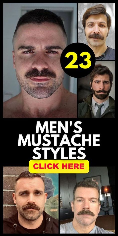 Elevate your facial hair game with men's mustache styles that range from classic to modern. Ideal for bald men and those with a short beard, these styles include the handlebar, hipster moustache, and the Italian clean look. Perfect for different types of faces and preferences, these mustaches add a touch of class and style. Discover your next look at a price that fits your budget. Short Beard With Mustache, Type Of Beards Men, Men’s Mustaches, Mens Moustache Style, Men Mustache Styles, Mens Mustache Styles, Mustache And Beard Styles, Mustache Types, Different Types Of Faces