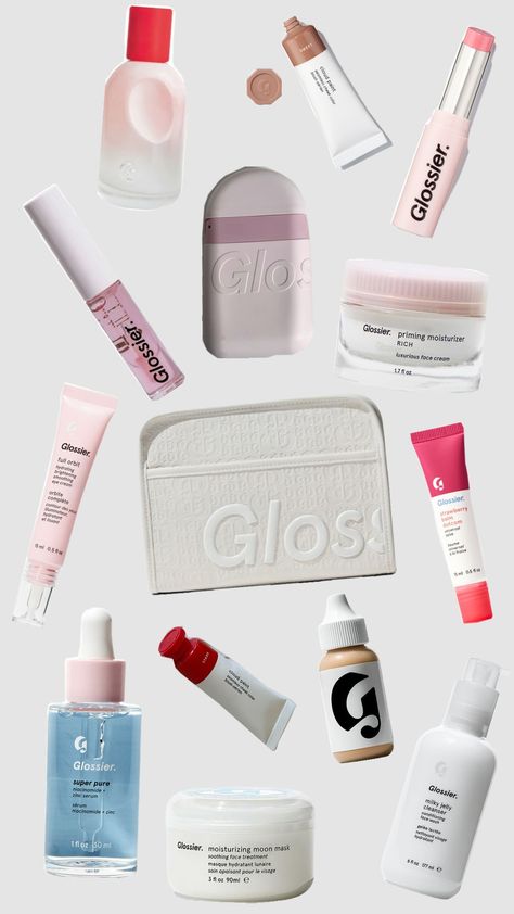 glossier 🎀💕 #glossier #cute #skincare #makeup Cute Skincare, Milky Jelly Cleanser, Priming Moisturizer, Cloud Painting, Skincare Makeup, Eye Cream, Face Wash, Face Cream, The Balm