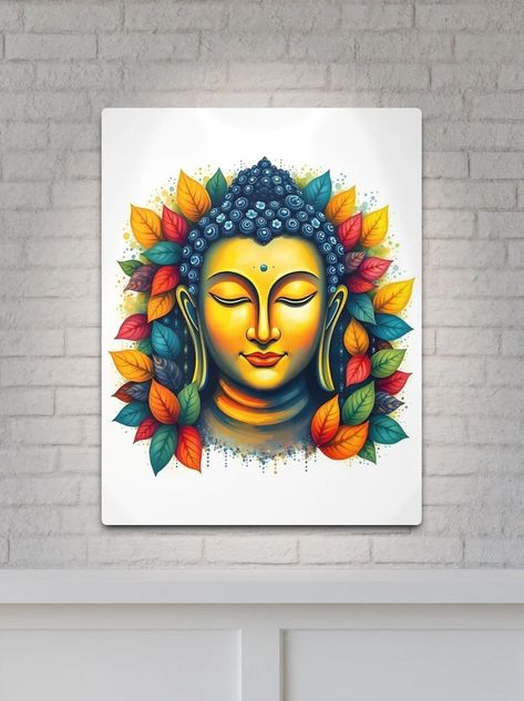 "Colorful Modern Art | Abstract Buddha Painting" Metal Print for Sale by Dev-Ang | Redbubble Abstract Buddha, Colorful Modern Art, Painting Metal, Buddha Wall Art, Buddha Painting, Living Room Paint, A Metal, Modern Art Abstract, Metallic Paint