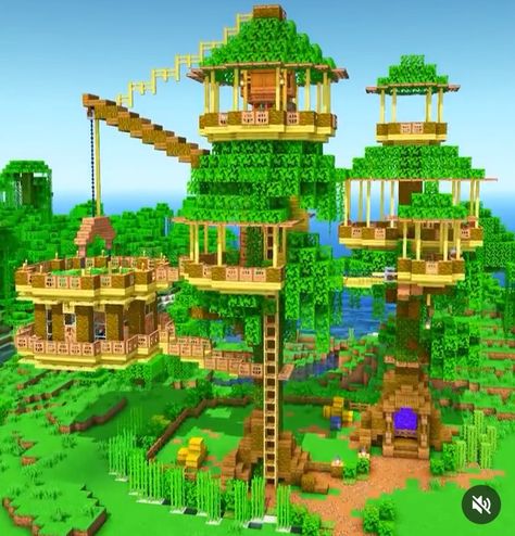 Minecraft Jungle House, Minecraft Treehouses, Jungle Treehouse, Minecraft Tree, Jungle Temple, Jungle Tree, Building A Treehouse, Jungle House, Minecraft Farm