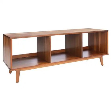 SAFAVIEH Cricket Open 3-Shelf Media TV Stand (50-inch Flat Screen) - 47.6" W x 14" L x 18" H - On Sale - Bed Bath & Beyond - 31803143 Record Furniture, Barn Door Tv Stand, Tv Stand With Storage, Media Stand, Tv Stand Wood, Tv Stands And Entertainment Centers, Low Shelves, Open Shelf, Open Shelves