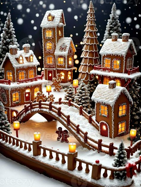 Gingerbread Landscape Ideas, Christmas Village Bakery, Gingerbread Ferris Wheel, Gingerbread Village Cake, Christmas Village Gingerbread, 2 Story Gingerbread House, Ginger Bread House Village, Christmas Gingerbread House Aesthetic, Gingerbread House Unique Ideas