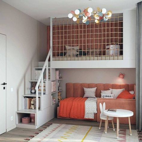 Small Room Mezzanine Bed, Loft Bed And Desk Ideas, Short Loft Ideas, Small Mezzanine Bedroom, Small Childs Bedroom Ideas, Small Bedroom Loft Bed, Small Bedroom Loft Ideas, Kids Loft Bedroom, Small Box Room Ideas