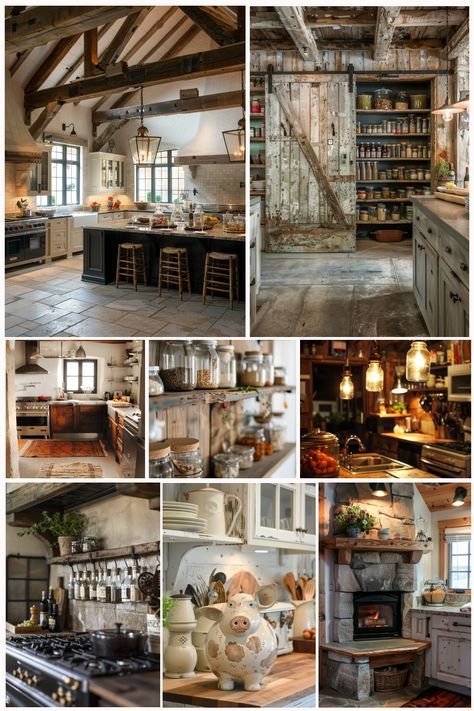 Rustic Farmhouse Kitchen Ideas, Antique Farmhouse Kitchen, Farmhouse Style Curtains, Old Farmhouse Kitchen, Farmhouse Kitchen Wall Decor, Beautiful Kitchenware, Rough Hewn Wood, Layered Bedding, Fall Bedroom Ideas