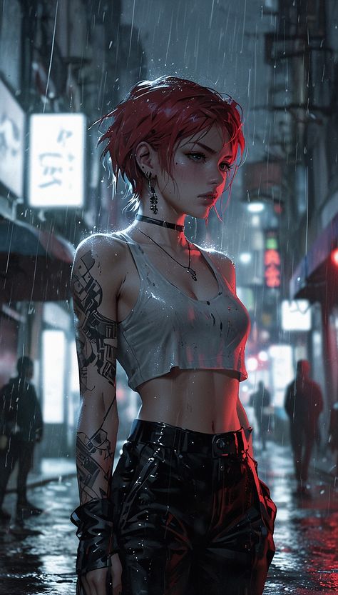 Cyberpunk Female Character Design, Cyberpunk Woman Art, Cyberpunk Female Character Art, Punk Art Drawings, Cyberpunk Girl Art, Fallout 4 Funny, Punk Female Character Design, Cyberpunk Women, Punk Female