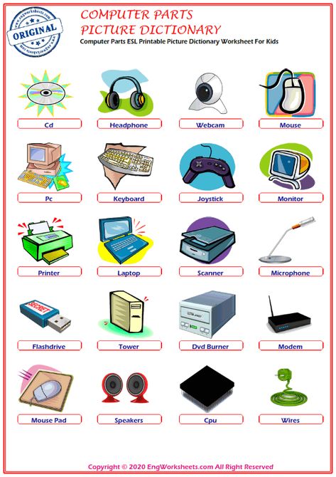 Parts Of A Computer For Kids, Ict Picture, Input Devices Of Computer For Kids, Parts Of Computer Worksheet, Computer Parts For Kids, Computer Parts Images, Parts Of Computer Drawing, Computer Parts Drawing, Parts Of Computer