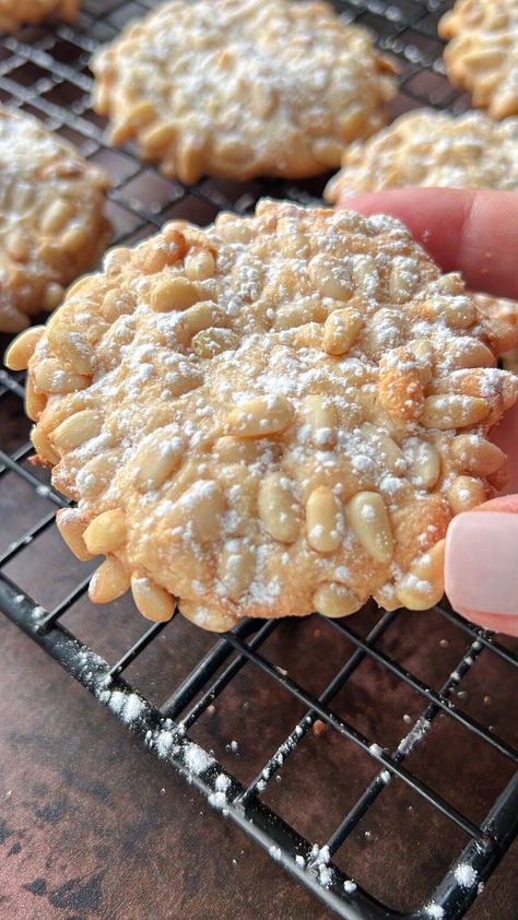 Pignoli Cookies - The Modern Nonna Italian Filled Cookies, Italian Pignoli Cookies, The Modern Nonna Recipes, Vietnamese Cookies, Pignoli Cookies Recipe Italian, Pinole Cookies, Italian Cookies Authentic, Ricciarelli Cookies, Pignoli Cookies Recipe