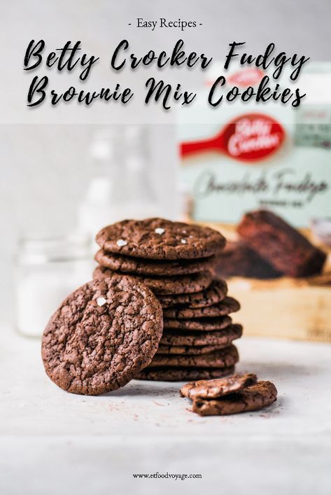 Betty Crocker Brownie Mix Cookies - ET Food Voyage Betty Crocker Fudge Brownie Mix Recipes, Betty Crocker Brownie Mix Recipes Hacks, Betty Crocker Brownie Mix Cookies, Brownie Mix Cookie Recipes, Brownie Cookies From Mix Boxes Betty Crocker, Cookies Using Brownie Mix Boxes, Betty Crocker Brownie Mix Recipes, Decorated Christmas Cookies Ideas, Christmas Cookies Decorated Ideas