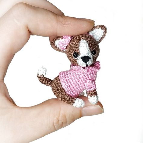 Miniature Chihuahua, Tiny Puppies, Miniature Dogs, Mini Dogs, Dollhouse Toys, Miniature Animals, Crochet Dog, Teddy Bear Plush, Dollhouse Accessories