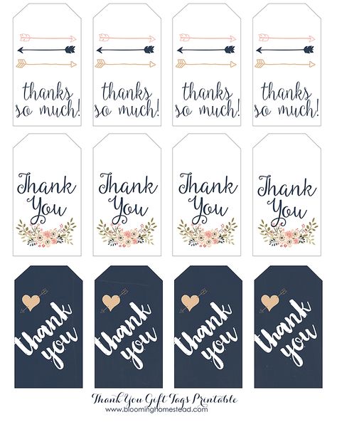 Thank You Gift Tags - Blooming Homestead Wedding Favor Tags Printable, Thank You Tag Printable, Thank You Printable, Free Printable Gifts, Free Printable Gift Tags, Favour Tags Template, Wedding Gift Tags, Album Scrapbooking, Wedding Favor Tags