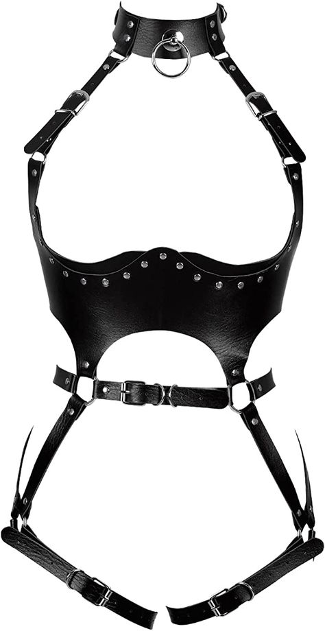 Amazon.com: Women Rave Punk Body Harness Lingerie Leather Chest Caged Bra Body Chains Jewelry Full Hollow Out Frame Adjust Belts (Pink): Clothing, Shoes & Jewelry Body Harness Outfits, Leather Harness Women, Harness Outfit, Leather Garter Belt, Full Body Harness, Leather Handcuffs, Leather Garter, Harness Fashion, Harness Belt