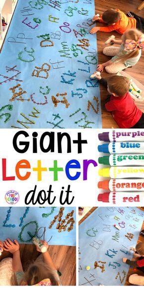 Giant letter dot it game - fun for center time, small group, or inside recess. Try it with numbers, shapes, or sight words. Perfect for preschool, pre-k, and kindergarten. Giant Letters, Abc Activities, Preschool Literacy, Preschool Letters, It Game, Alphabet Preschool, Preschool Lessons, Kindergarten Literacy, Group Games