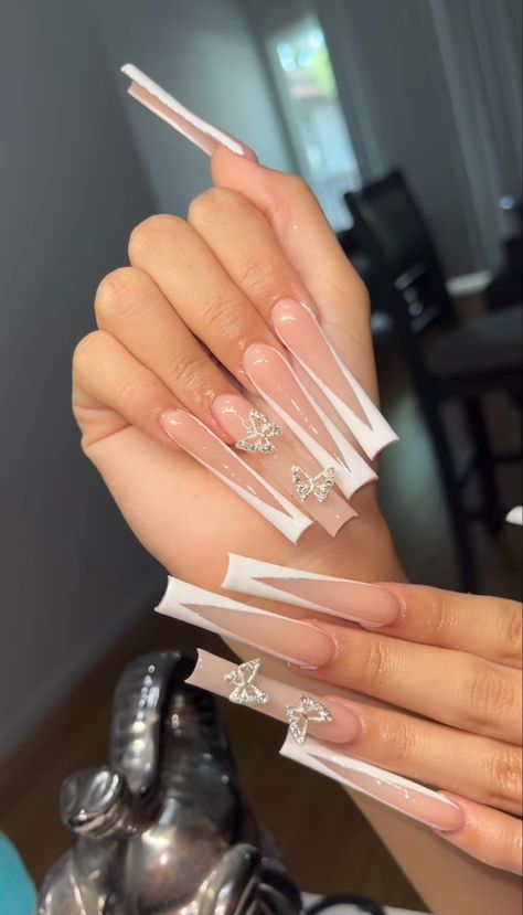 Xxl French Nails, Xl Long French Tip Nails, Xl Tapered Square Nails, Simple Xxl Nails, Nails Xxl Square, Long Xl Nails, Xxl Square Nails, Nails Acrylic Xxl, Xxl Square Acrylic Nails