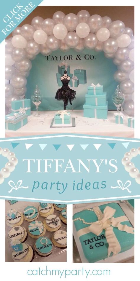 Tiffany And Co Birthday Theme, Tiffany And Company Party Ideas, Tiffany Themed Party, Tiffany Themed Birthday Party Decor, Tiffany Party Themes, Tiffany And Co Sweet 16, Tiffany Birthday Party Ideas, Tiffany And Co Party Decorations, Tiffany Themed Birthday Party