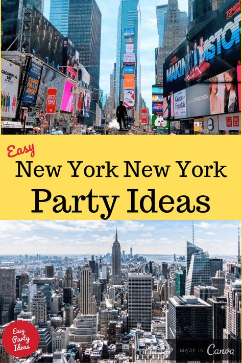 New York Party Ideas, New York Theme Party Outfit, Senior All Night Party Themes, Ny Theme Party, Nyc Decorations Party, New York Party Food Ideas, Nyc Party Decorations, New York Theme Party Food, New York Birthday Party