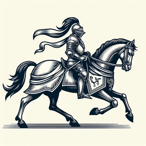 Linework Painting, Horse Engraving, Medieval Horse, Monogram Wallpaper, Woodcut Tattoo, British Army Uniform, Procreate Ipad Tutorials, Knight Logo, Ipad Tutorials