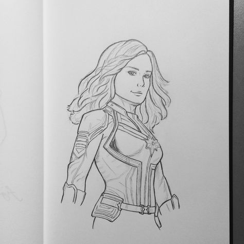 Brie Larson as Captain Marvel/Carol Danvers drawing with pencil #art #design #marvel #brielarson #captainmarvel #caroldanvers #artist #drawing #pencil #sketch #sketchbook #doodle Captain Marvel Drawing Easy, Elements Of Arts Line, Avengers Journal, Captain Marvel Drawing, Captain Marvel Sketch, Marvel Drawings Pencil, Drawing Inspo Sketch, Marvel Sketches, Sketch Marvel