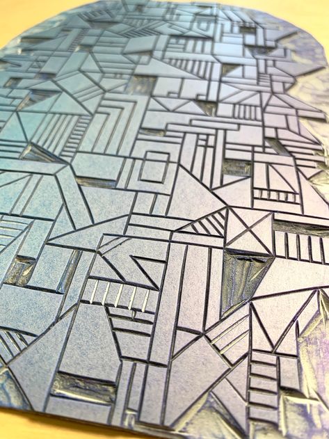 Geometric Lino Print, Abstract Linocut, Close Up Art, Linoleum Block Printing, Linoleum Print, Lino Art, Gallery Wall Prints, Gold Geometric, Black Paper