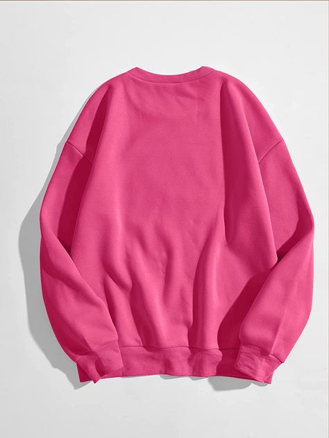 Cute Pink Crewneck, Hot Pink Clothes, Cute Pink Tops, Hot Pink Crewneck, Pink Sweatshirt Outfit, Hot Pink Hoodie, Descendants Dr, Youtuber Dr, Hot Pink Sweatshirt