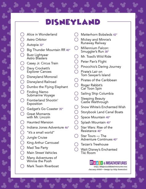 Disney Walking Plan, Disneyland Ride Checklist, Disneyland Checklist, Disneyland Planner, Disneyland Itinerary, Sisters Disney, Disneyland Paris Rides, Disneyland Trip Planning, Disneyland 2023