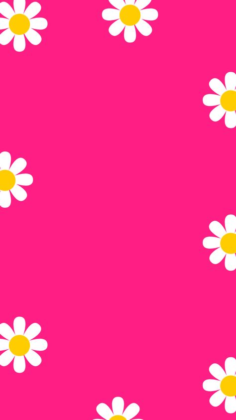 Pink daisy floral wallpaper/ background for phone or instagram stories! Hot Pink Iphone Wallpaper, Cute Girly Backgrounds, Neon Pink Wallpaper, Orange Pink Wallpaper, Pink Daisy Wallpaper, Floral Iphone Wallpaper, Hello Kitty Wallpaper Hd, Pink Wallpaper Hello Kitty, Collage Des Photos