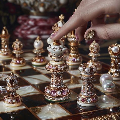 Embark on a grand strategic voyage with my latest carousel of opulent chess sets. Each move on this board isn’t just a game; it’s a saga of luxury, glistening with gemstones and pearls that command attention. Imagine the fusion of tactical prowess and the sparkle of high fashion, where every checkmate is as stylish as it is smart. Let’s play a game where the stakes are as high as the elegance. . . . #CheckmateChic #StrategicSparkle #LuxuryChess #GemstoneGameplay #PearlPlay #HighFashionGaming ... Venetian Costumes, Glass Chess, Chess Master, Angel Cards Reading, Circus Costume, Expensive Jewelry Luxury, Play A Game, Chess Sets, Luxe Life