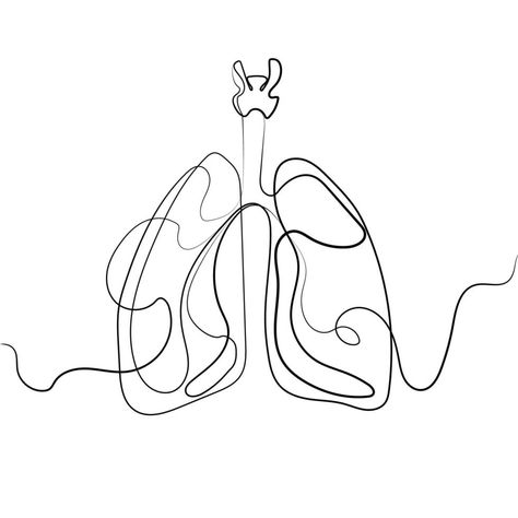 Anatomical human lungs silhouette Continuous line drawing vector illustration. Human organ lung sketch outline drawing.Dynamic medical internal anatomy concept minimalist linear illustration. Tattoo Lungs, Lungs Sketch, Medical Sketches, Doodle Anatomy, Lung Drawing, Lung Art, Lungs Drawing, Internal Anatomy, Sketch Outline