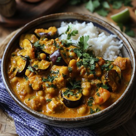 🌟 **Curry d’Aubergines et Pois Chiches : Un Voyage de Saveurs !** 🍆🌱 Envie d'un plat réconfortant et savoureux ? Ne cherchez plus ! Ce curry d'aubergines et pois chiches est la recette parfaite pour ravir vos papilles. 🌶️✨ **Ingrédients :** - 2 aubergines - 1 boîte de pois chiches (400g) - 1 oignon - 2 gousses d'ail - 1 morceau de gingembre frais - 400ml de lait de coco - 2 cuillères à soupe de curry en poudre - 1 cuillère à soupe d'huile d’olive - Sel et poivre au goût - Coriandre fraîche ... Pain Naan, Naan, Quick Saves