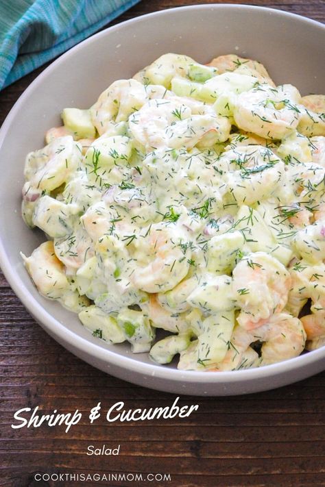 Shrimp And Cucumber, Grill Shrimp, Vegetable Salads, Sea Food Salad Recipes, Keto Salads, Shrimp Salad Recipes, Salad Salad, Summertime Recipes, Fresh Salad Recipes