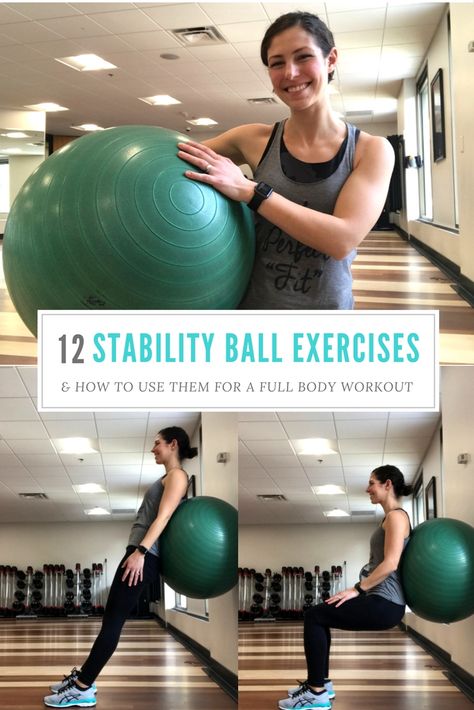 12 stability ball exercises that target your whole body + how to use them in a full body workout! Yoga Ball Exercises, Stability Ball Exercises, Gym Ball, Exercise Ball, Stability Ball, Yoga Ball, Fitness Workout For Women, Sciatica, Whole Body