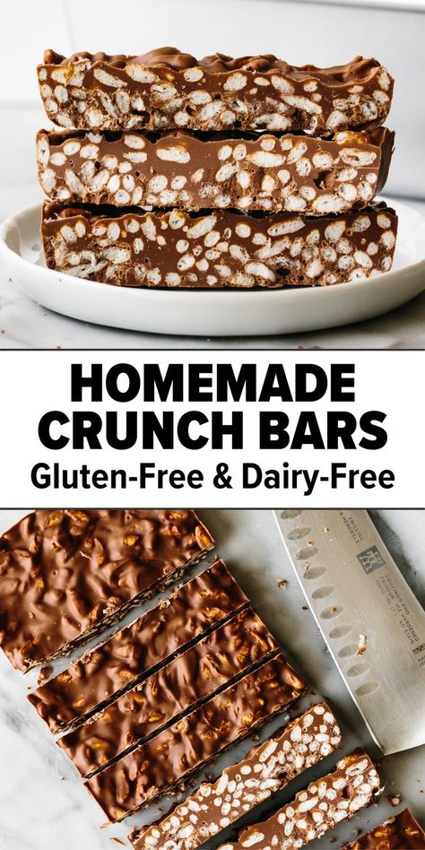 Rice Puff Recipes, Chocolate Crunch Bars, Easy Chocolate Dessert, Crunch Bars Recipe, Melted Chocolate Chips, Puff Dessert, Crunch Bars, Healthy Bars, Crunch Bar