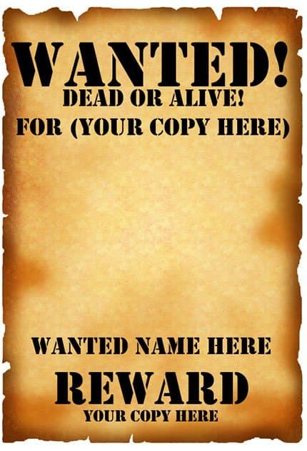 7+ Free Wanted Poster Templates PDF Word Wanted Poster Template, Wanted Template, Printable Banner Template, Western Posters, Resume Template Examples, Poster Template Free, Wanted Poster, Docs Templates, Word 2007