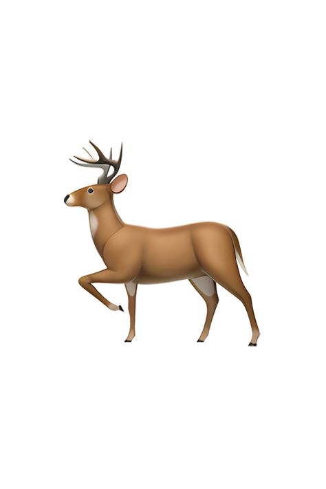 The emoji 🦌 depicts a deer, with a light brown coat and white underbelly. It has a pair of large, branching antlers on its head, which are also light brown in color. The deer is facing forward, with its head held high and its ears perked up. Its eyes are black and round, and it has a small black nose. The overall appearance of the emoji is graceful and majestic, capturing the beauty of this elegant animal. Triples Assemble, Brown Emoji, Horse Emoji, Christmas Emojis, Lego Hotel, Aesthetic Emoji, Emoji Copy, Apple Emojis, Emoji Dictionary