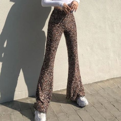 Leopard Flares, Bright Pants, November Outfits, Leopard Print Pants, Fall 24, Flare Leg Pants, Flared Pants, Flared Jeans, Slim Pants