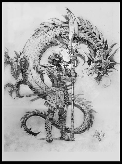 elshazam - El Samurai Dragon on DeviantArt Samurai And Dragon Tattoo, Samurai And Dragon, Samurai Dragon, Japanese Warrior Tattoo, Samurai Drawing, Samurai Warrior Tattoo, Guerriero Samurai, Samurai Tattoo Design, Dengeki Daisy