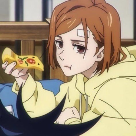 nobara kugisaki — jujutsu kaisen Nobara Kugisaki, Jujutsu Kaisen, Anime Character, Jujutsu, Short Hair, Pizza, Anime, Hair, Pizzas