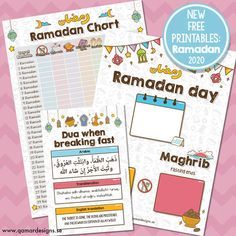 Free Printables for Ramadan Free Ramadan Printables, Arab Party, Ramadan Chart For Kids, Ramadan Printables For Kids, Ramadan Journal Free Printable, Ramadan Boxes, Ramadan Corner, Ramadan Learning For Kids, Ramadan Tracker Printable