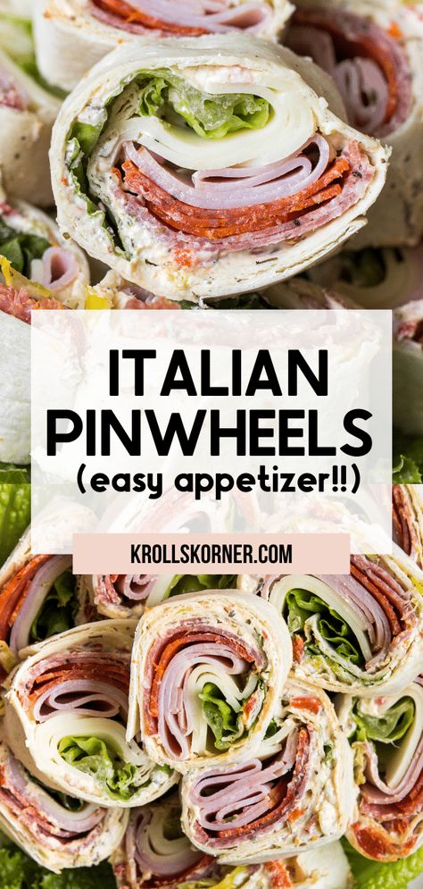 Italian Pinwheels, Cream Cheese Pinwheels, Ham And Cheese Pinwheels, Italian Seasonings, Cheese Pinwheels, Pinwheel Appetizers, Pepperocini Recipes, Italian Cream, Pinwheel Recipes