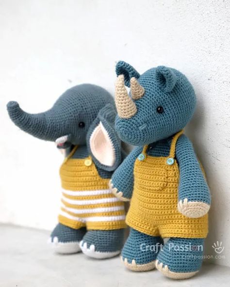 Crochet Rhino, Crochet Hippo, Crochet Geek, Crochet Animals Free Patterns, Crochet Elephant, Rhinos, Crochet Animal Patterns, Crochet Bunny, Crochet Toys Patterns