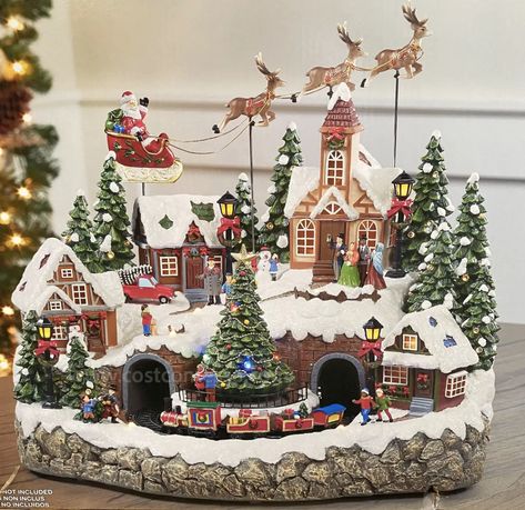 Centerpiece With Lights, Costco Christmas, Village Miniature, Lighted Centerpieces, Diy Christmas Village, Holiday Songs, Large Centerpiece, Holiday Village, Christmas Train