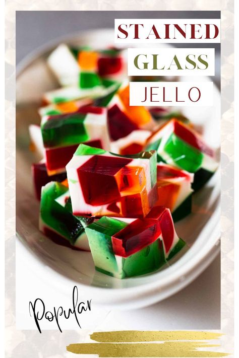 Gelatina con Tres Leches, Mexican Jello, is an impressive and fun dessert that’s very simple to make. It’s a perfect dessert for Cinco de Mayo, but you’ll want to make this year round. Colorful cubes of Jell-O float in a delightful sweet and creamy cinnamon infused gelatin that’s mixed with regular milk, half and half and sweetened condensed milk. Mexican Jello, Stained Glass Jello, Glass Jello, Casserole With Ground Beef, Pistachio Biscotti, Southwestern Recipes, Mexican Chicken Recipes, Fun Dessert, Jello Desserts