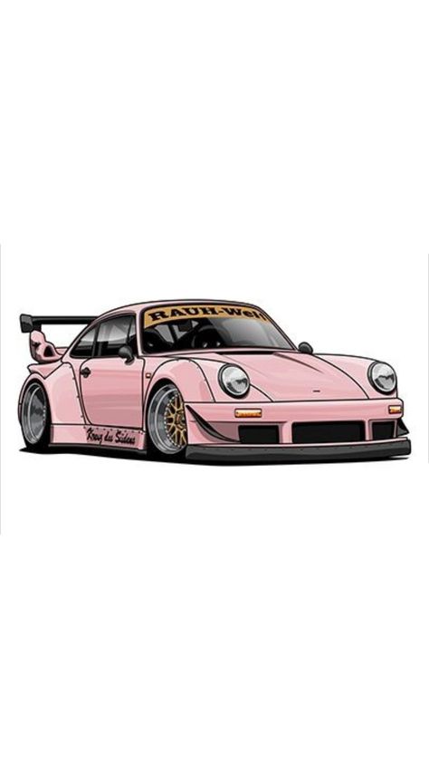 Porsche Rwb Drawing, Car Drawing Wallpaper, Rwb Porsche Wallpaper, Drawing Wallpaper Iphone, Porche Car, Car Background, Rwb Porsche, Rauh Welt, Car Drawing