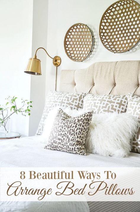 Here are 8 pillow arrangements for your bed and easy to follow tips to create a beautiful bed! #bedpillows #pillows #arrangingpillows #homedecor #decorating #decoratingwithpillows #stonegable Bed Pillow Arrangement, Chic Bedroom Design, Pretty Bedding, Euro Pillows, Bedroom Minimalist, Beautiful Bed, Pillow Arrangement, Shabby Chic Bedroom, Chic Bedroom