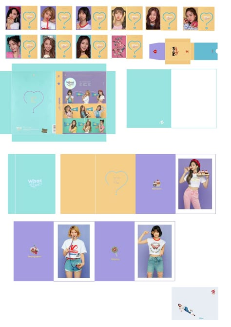 Mini Album Template, Twice What Is Love, Diy Mini Album, Album Template, Twice Album, Bts Chibi, Desk Calendars, Paper Cutout, Aesthetic Stickers