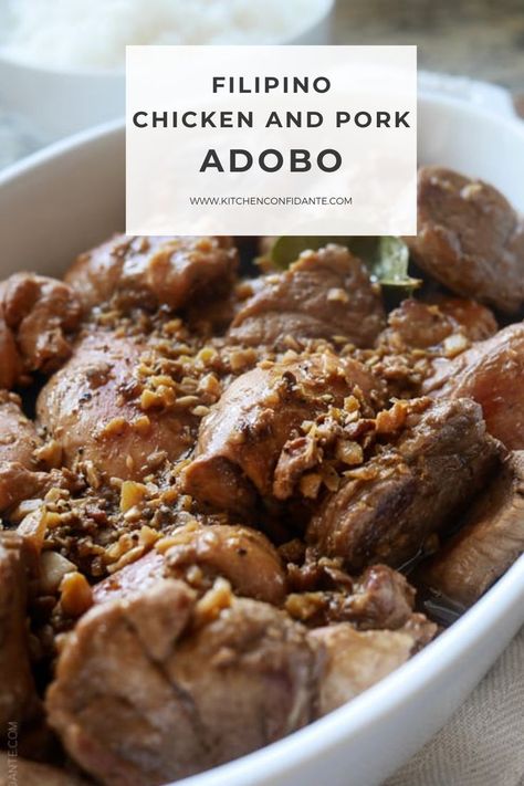 Chicken Pork Adobo Recipe, Chicken And Pork Adobo, Pork Adobo Recipe, Phillipino Food, Vinegar Sauce, Pork Adobo, Adobo Recipe, Adobo Chicken, Family Friendly Dinners