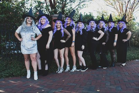 Halloween Bachelorette Outfits, Witch Bridal Shower Theme, Salem Mass Bachelorette Party, Miss To Mrs With All My Witches, Witch Bachelorette Party Outfit, Spooky Bridal Party, This Witch Is Getting Hitched, Brides Coven Bachelorette, Bachelorette Halloween Theme