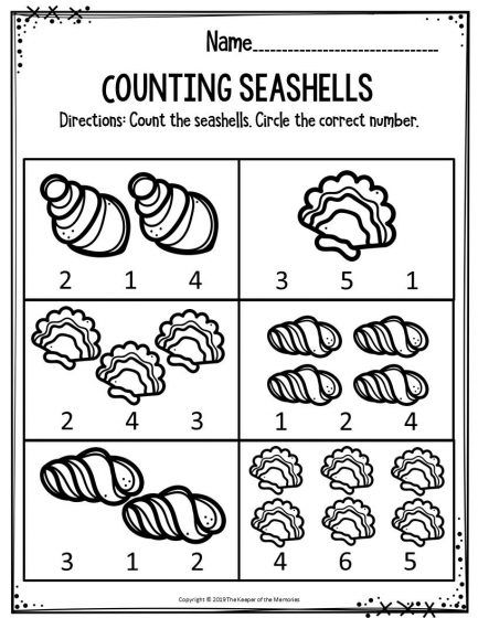 Beach Theme Preschool, Summer Preschool Themes, Math Literacy Activities, Ocean Theme Preschool, Summer Preschool Activities, Pre K Worksheets, Summer Worksheets, Counting Worksheets, Free Preschool Worksheets